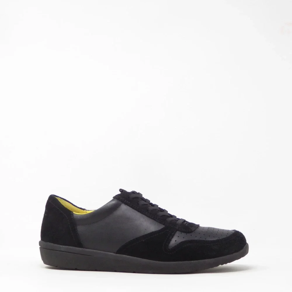 Vionic Womens Karigan Orthotic Sneakers Black Leather Suede Lace Up 8